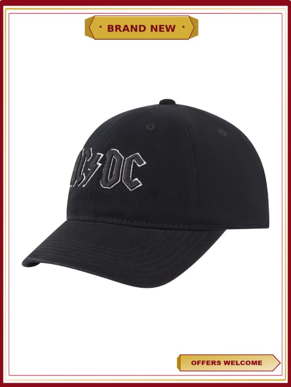 Officially Licensed Rock Band Acid Washed Curved Brim Baseball Hat Adjustable